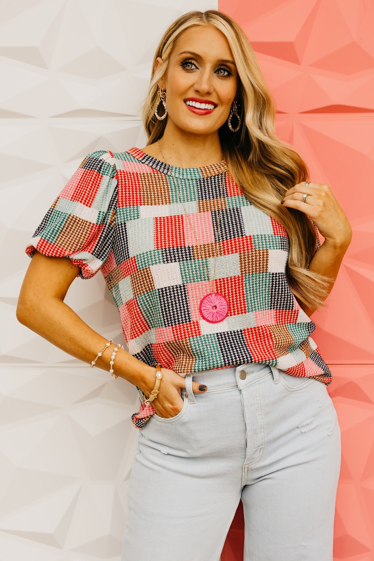 The Crosby Patch Balloon Sleeve Top