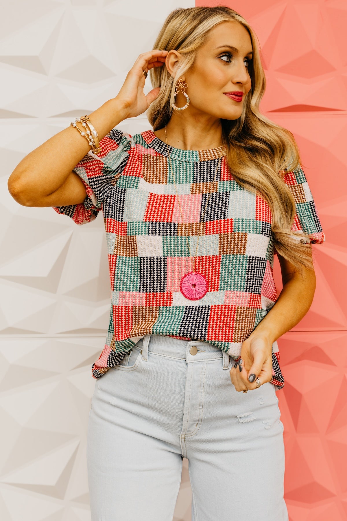 The Crosby Patch Balloon Sleeve Top