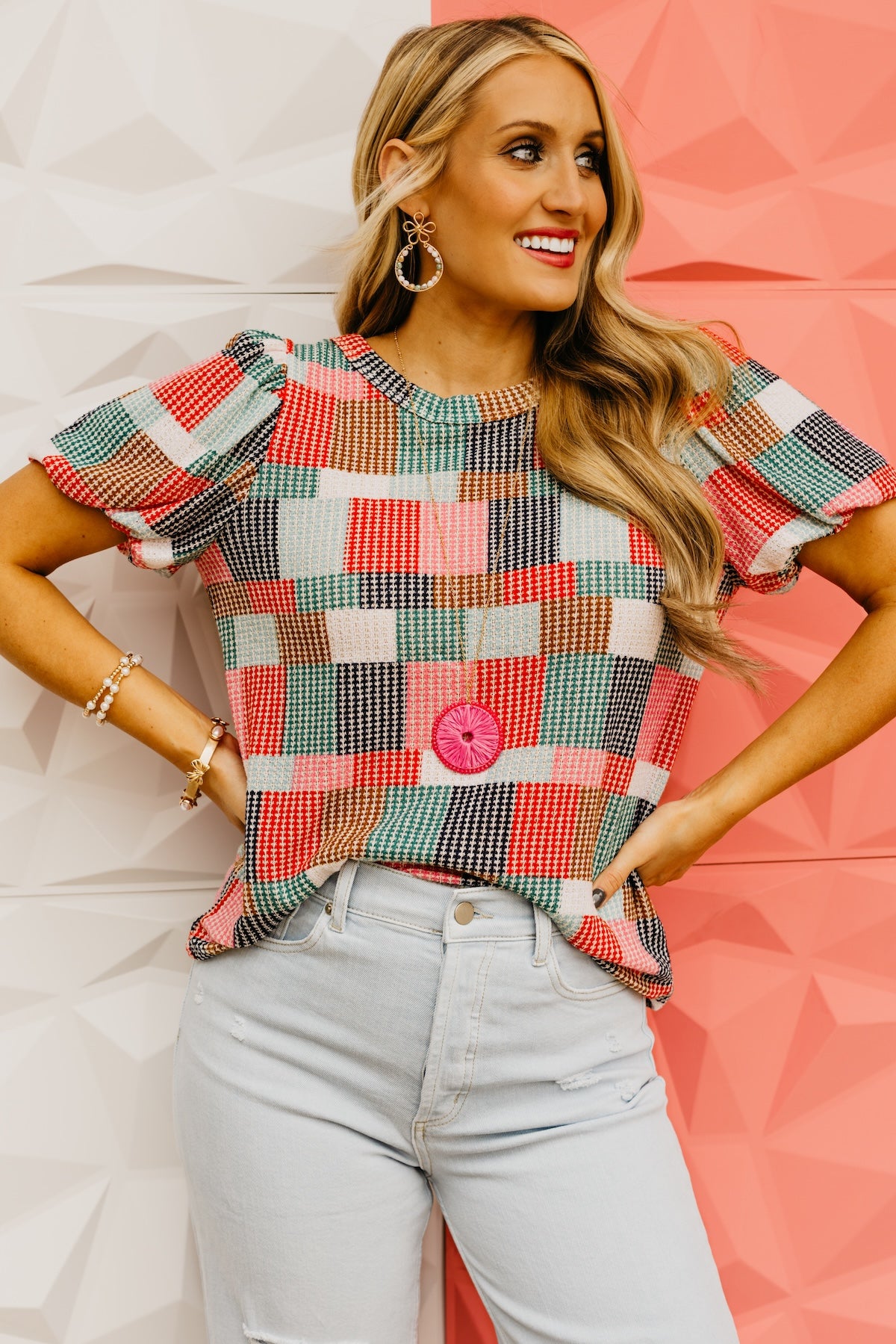 The Crosby Patch Balloon Sleeve Top