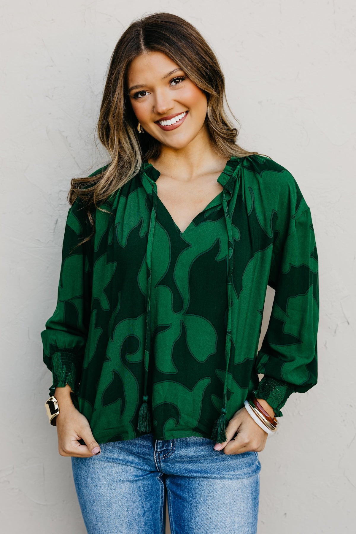 The Weylin Abstract Tassel Blouse