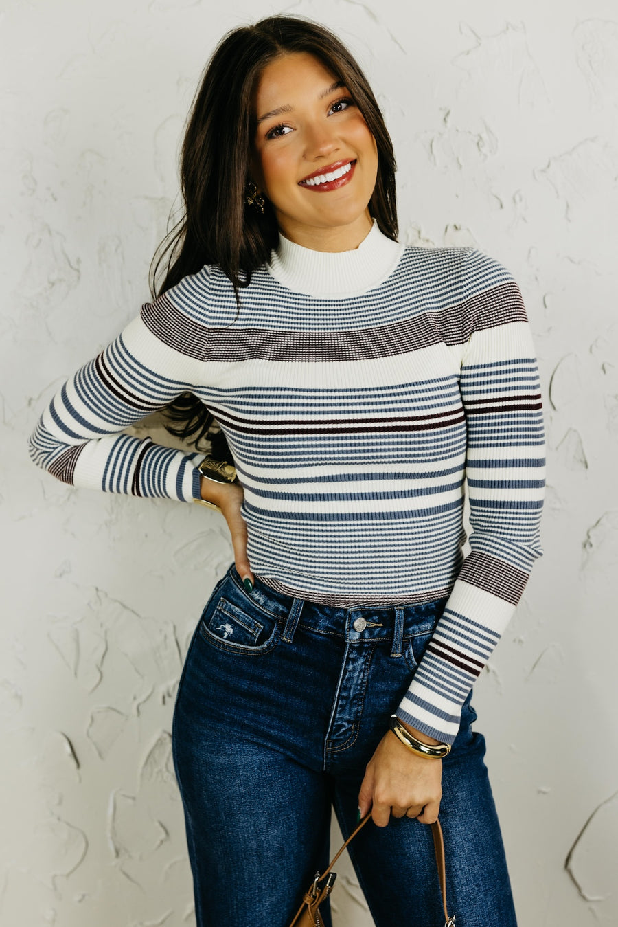 The Marleigh Striped Ribbed Sweater