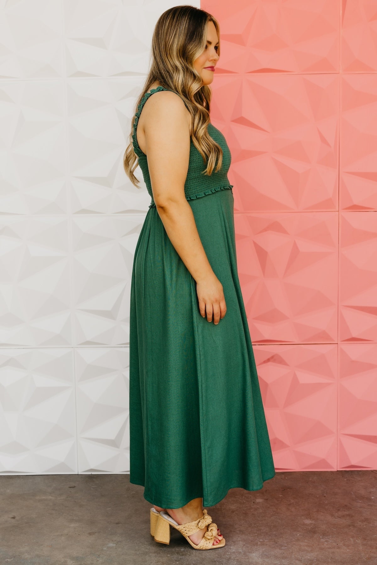 The Wilder Smocked Button Down Midi Dress