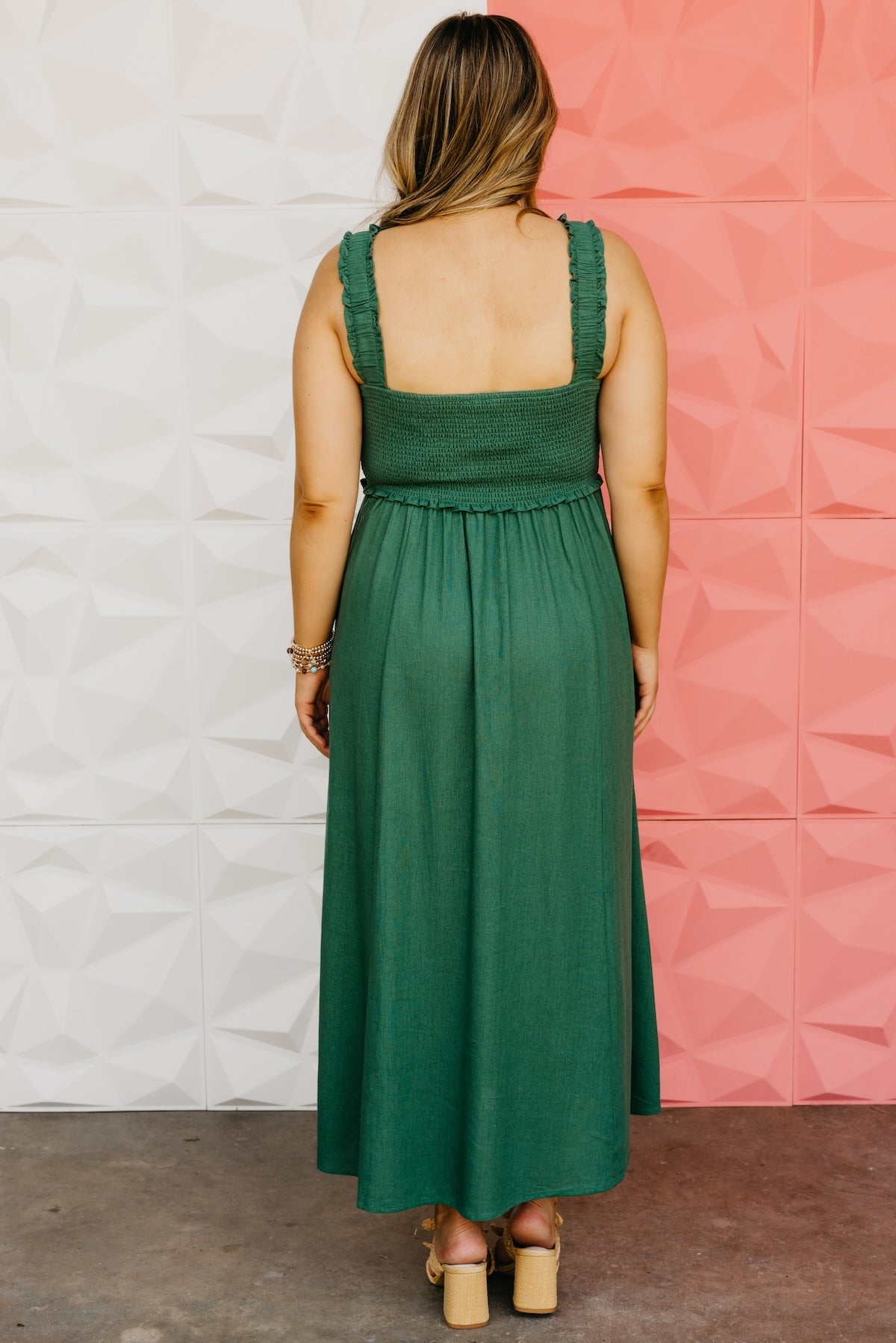 The Wilder Smocked Button Down Midi Dress