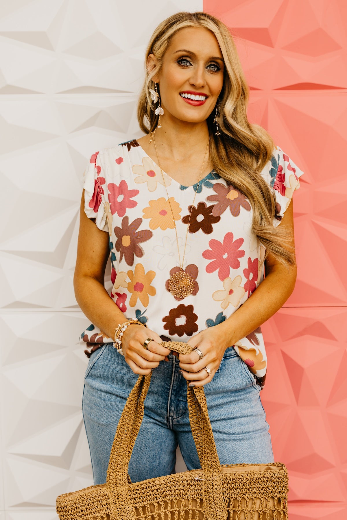 The Arlo Floral Flutter Sleeve Top
