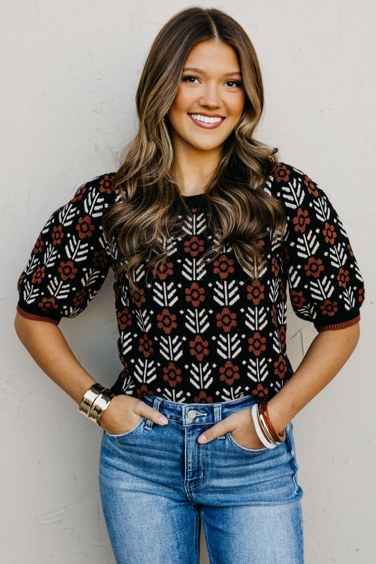 The Chris Floral Sleeve Sweater