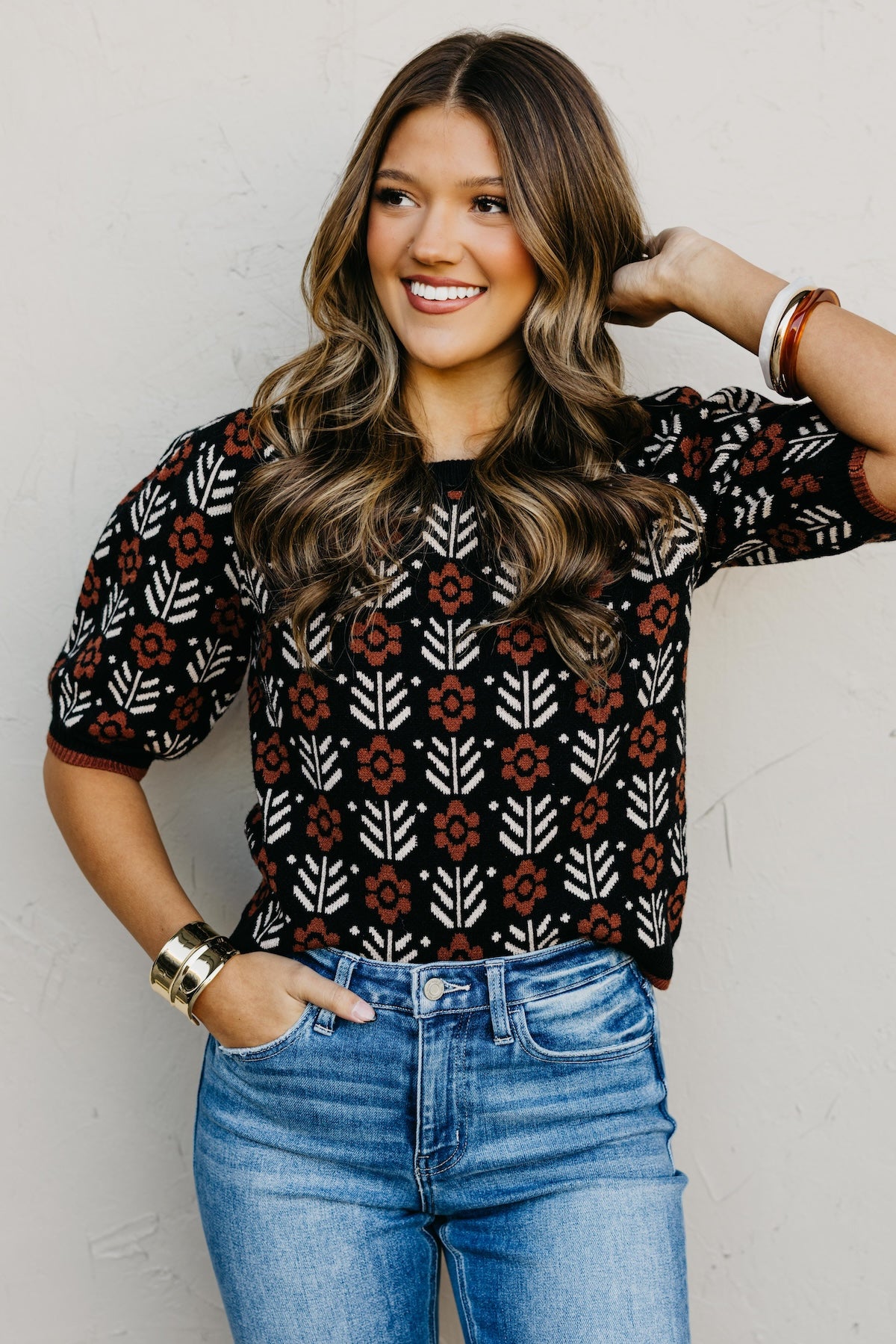 The Chris Floral Sleeve Sweater