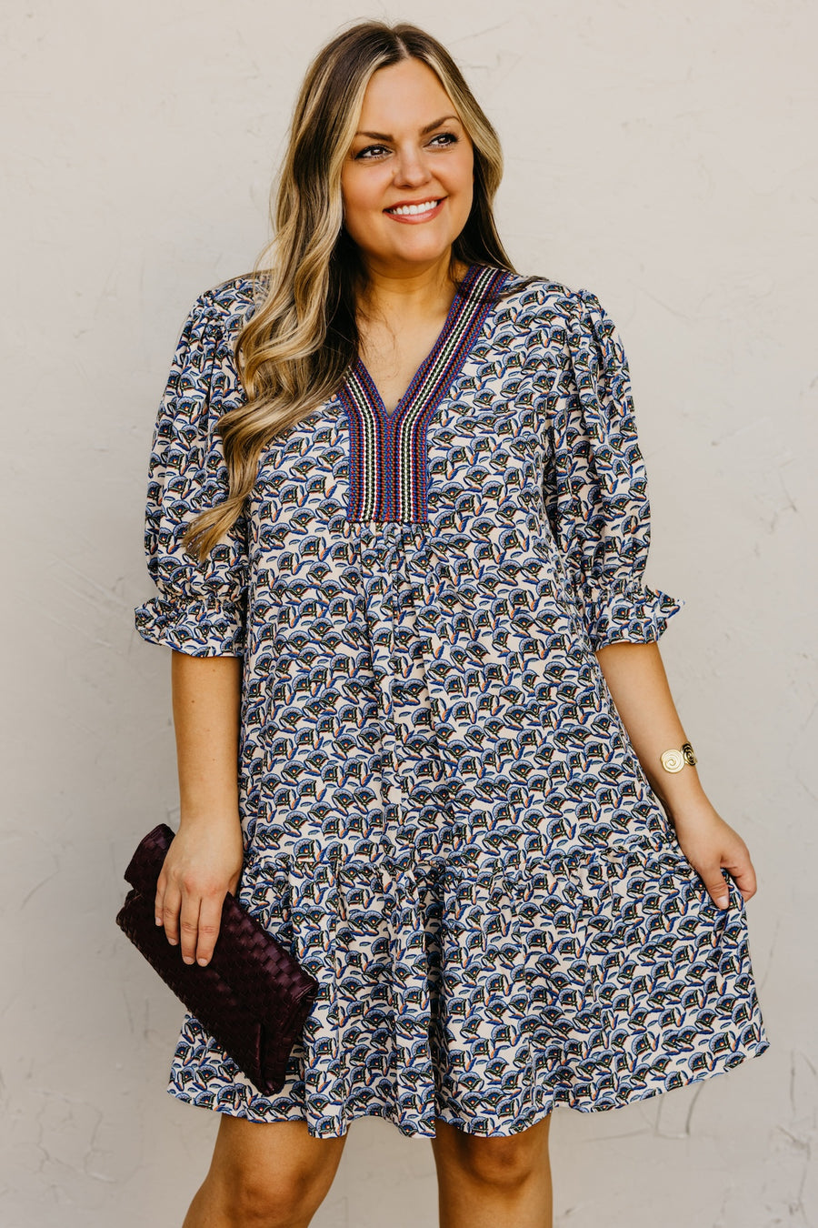 The Cypress Patch Woven Print Mini Dress