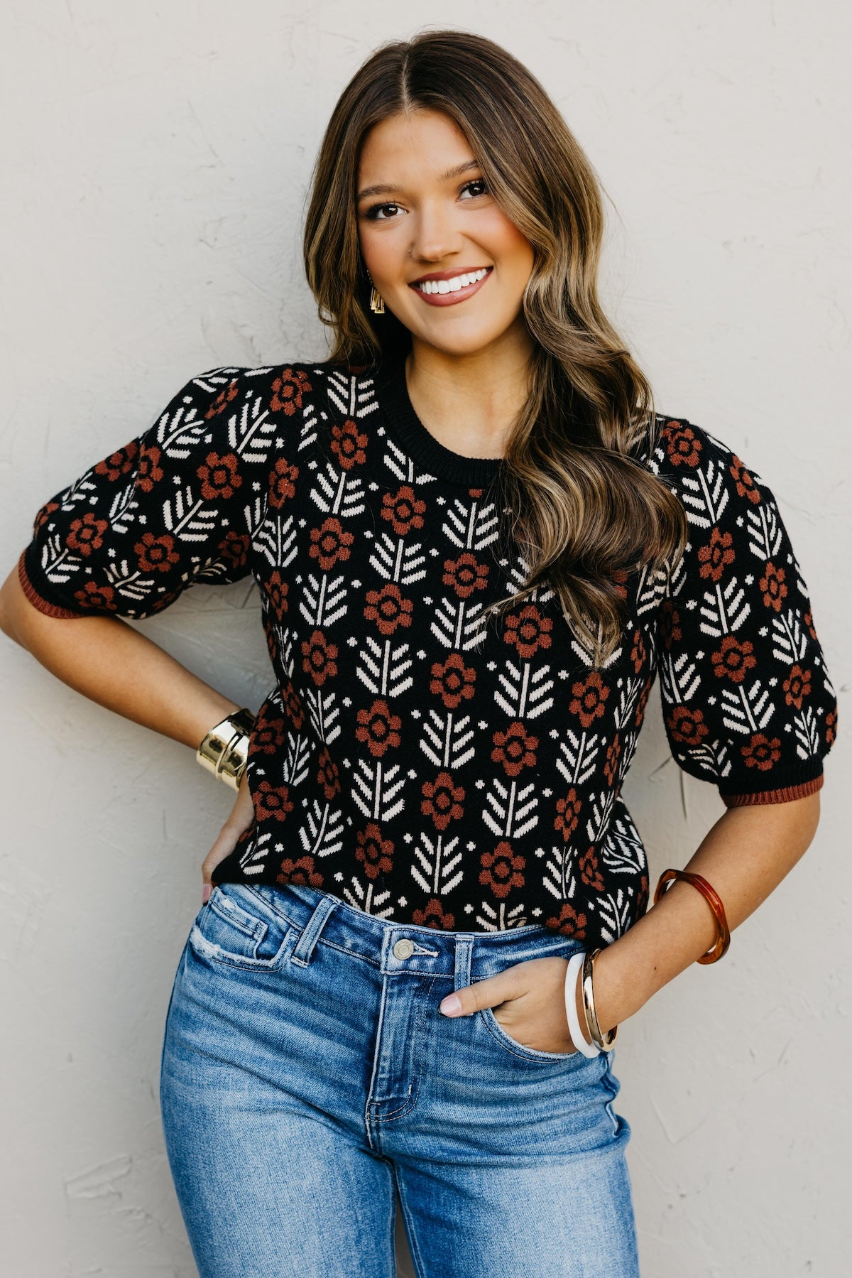 The Chris Floral Sleeve Sweater