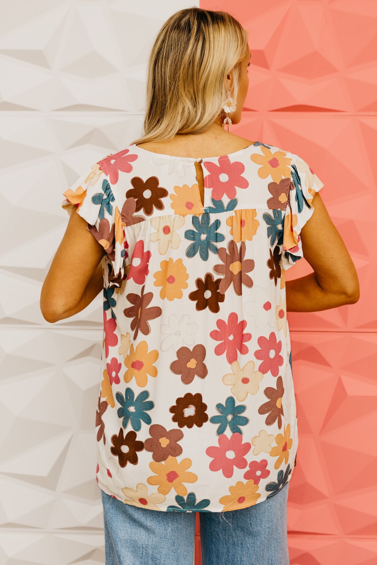 The Arlo Floral Flutter Sleeve Top