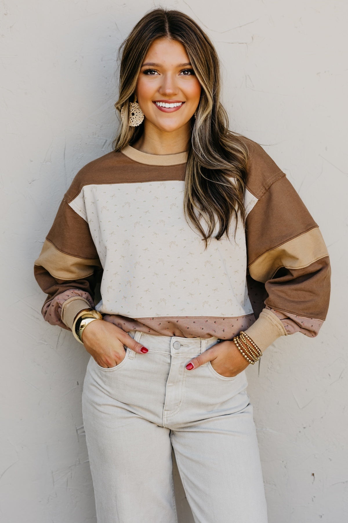 The Susie Block Bow/Floral Pullover Sweatshirt