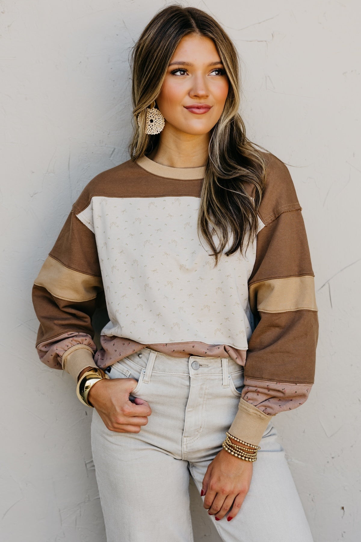 The Susie Block Bow/Floral Pullover Sweatshirt