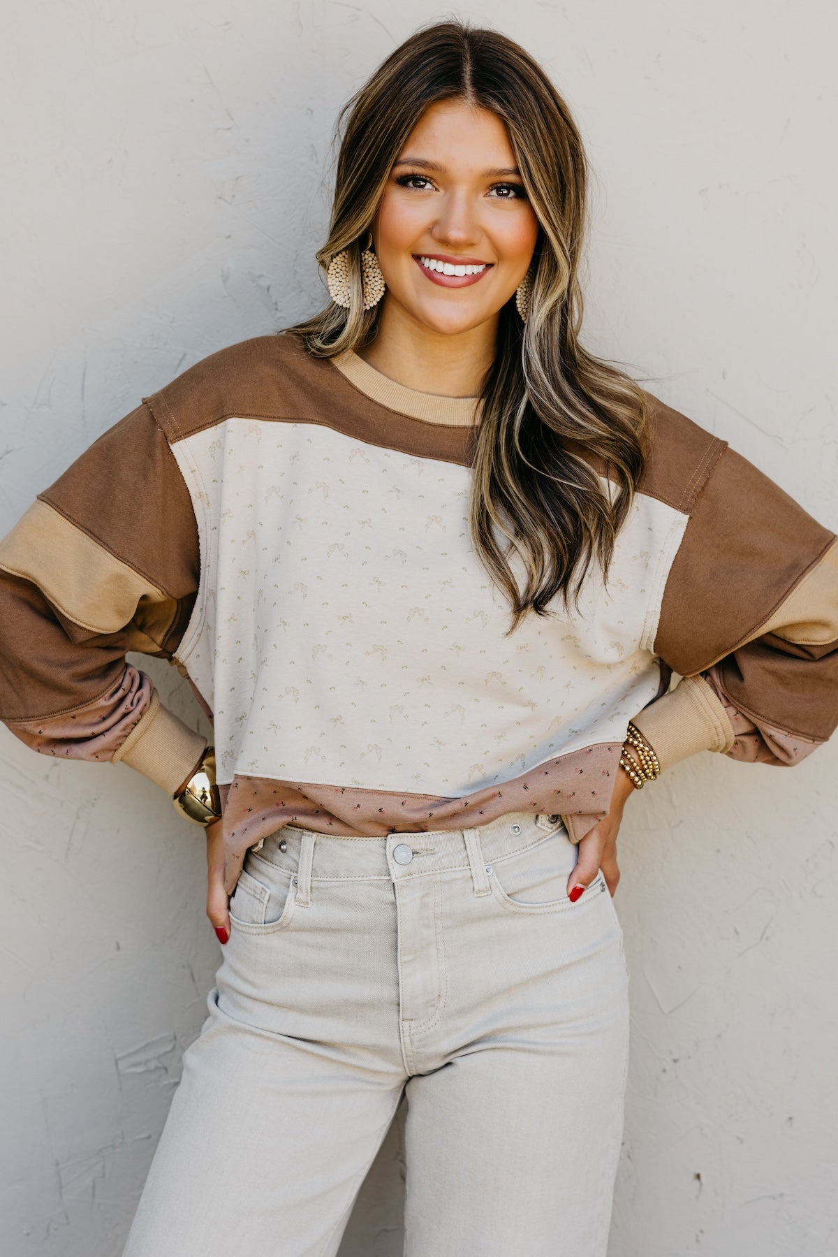 The Susie Block Bow/Floral Pullover Sweatshirt