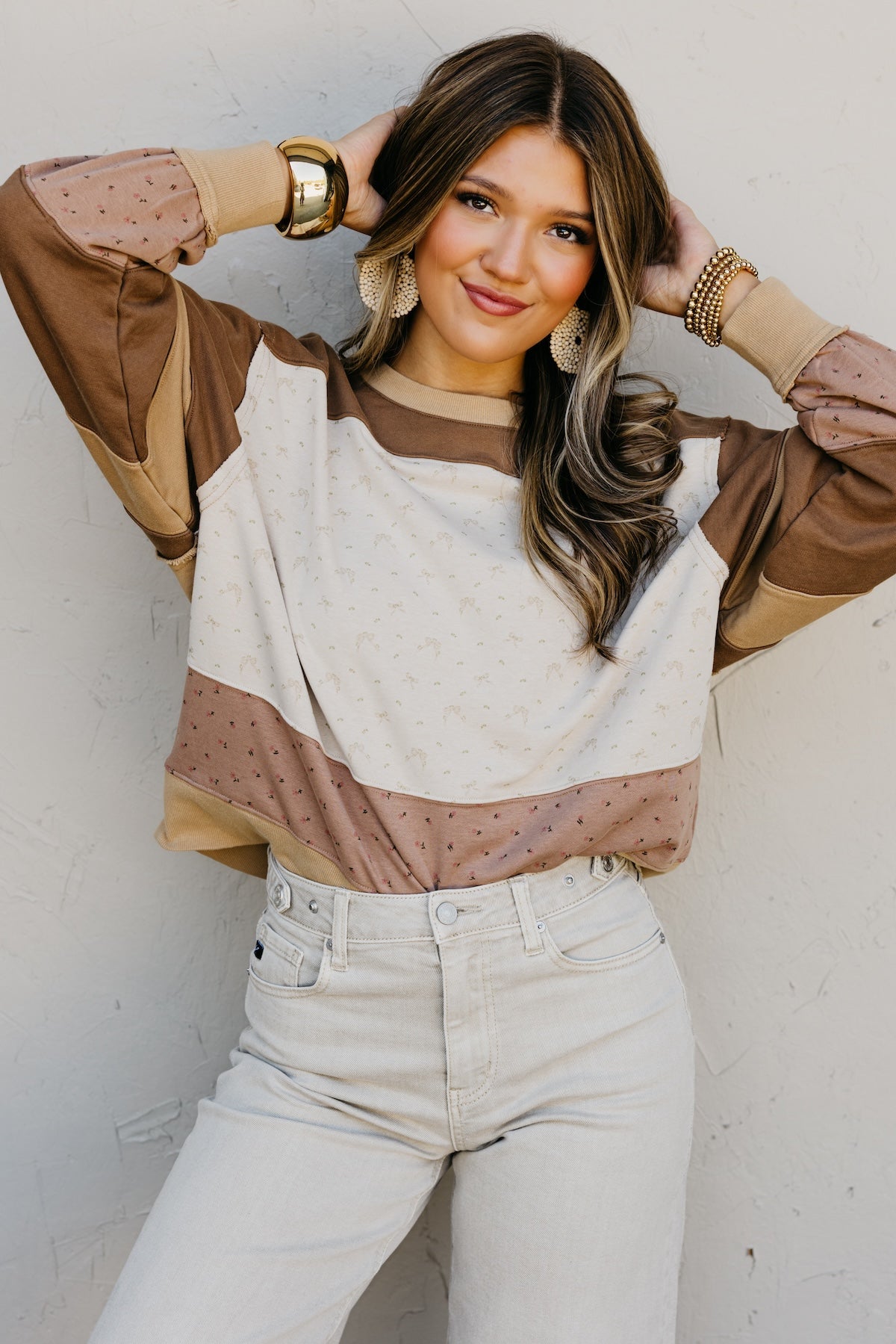 The Susie Block Bow/Floral Pullover Sweatshirt