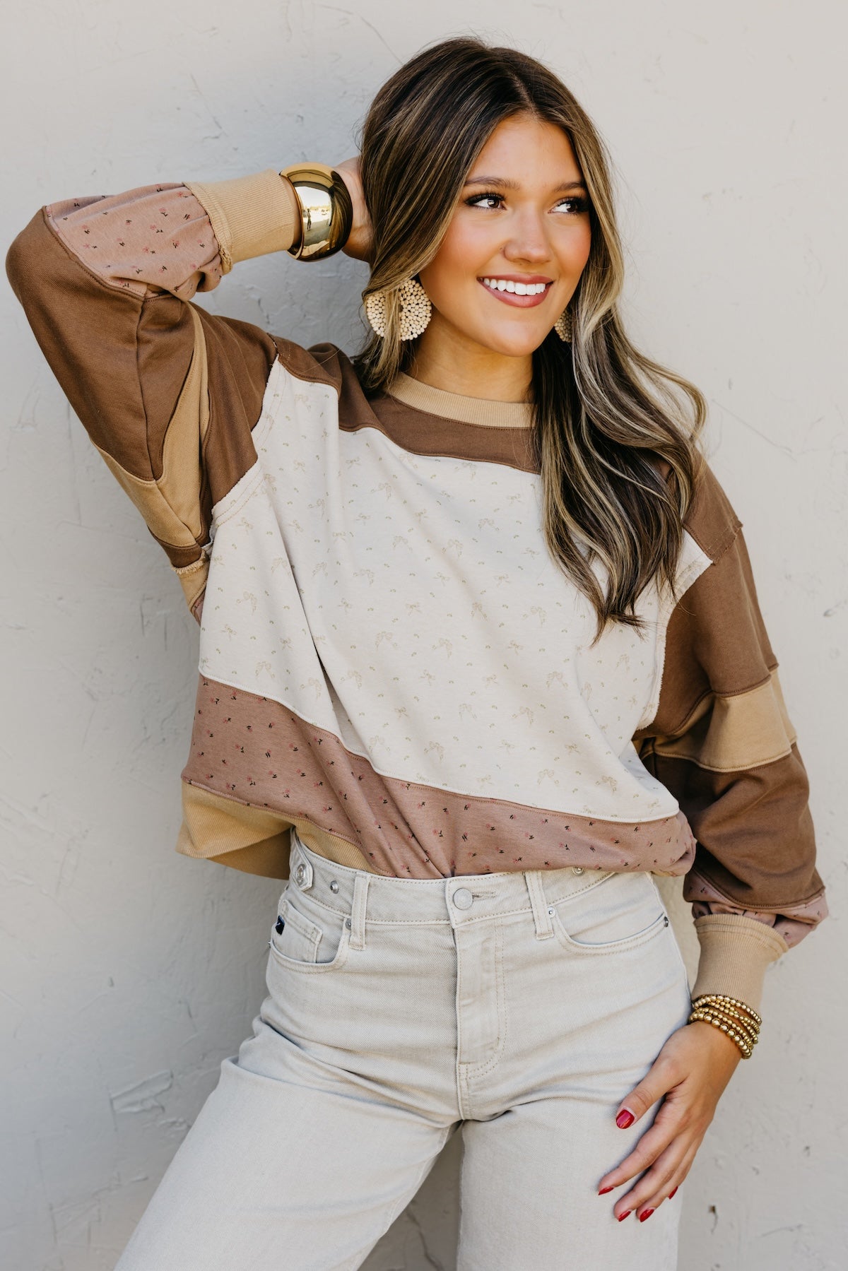 The Susie Block Bow/Floral Pullover Sweatshirt