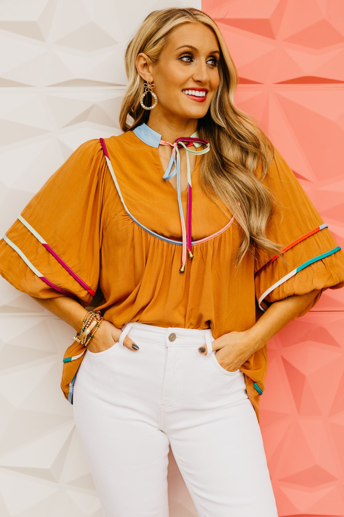 The Seth Rainbow Trim Knit Blouse