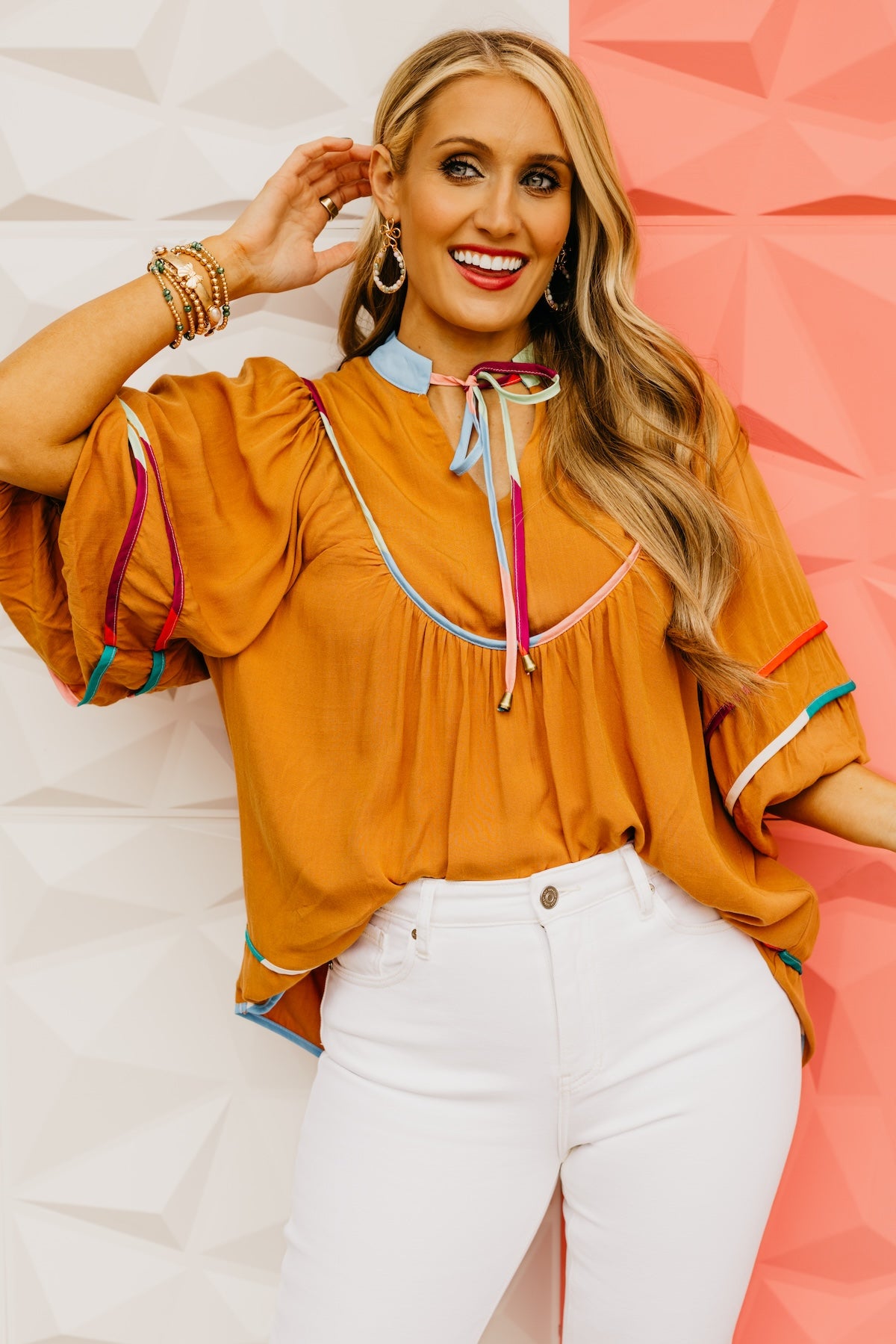 The Seth Rainbow Trim Knit Blouse