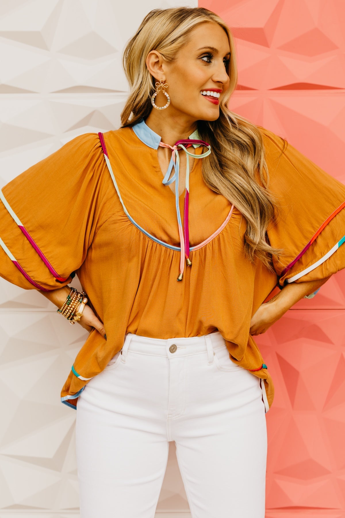 The Seth Rainbow Trim Knit Blouse