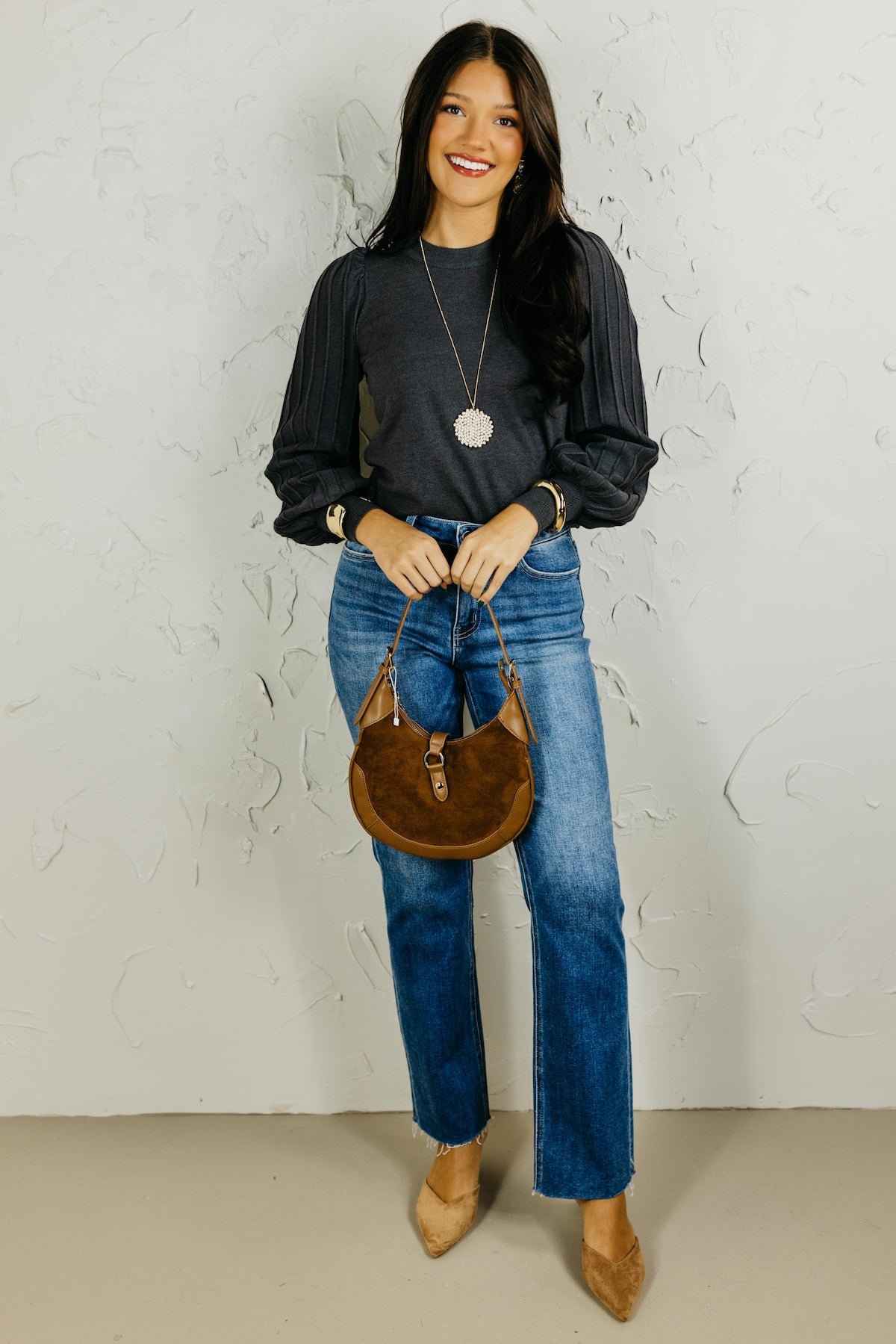 The Aleesia Pleated Puff Sleeve Sweater