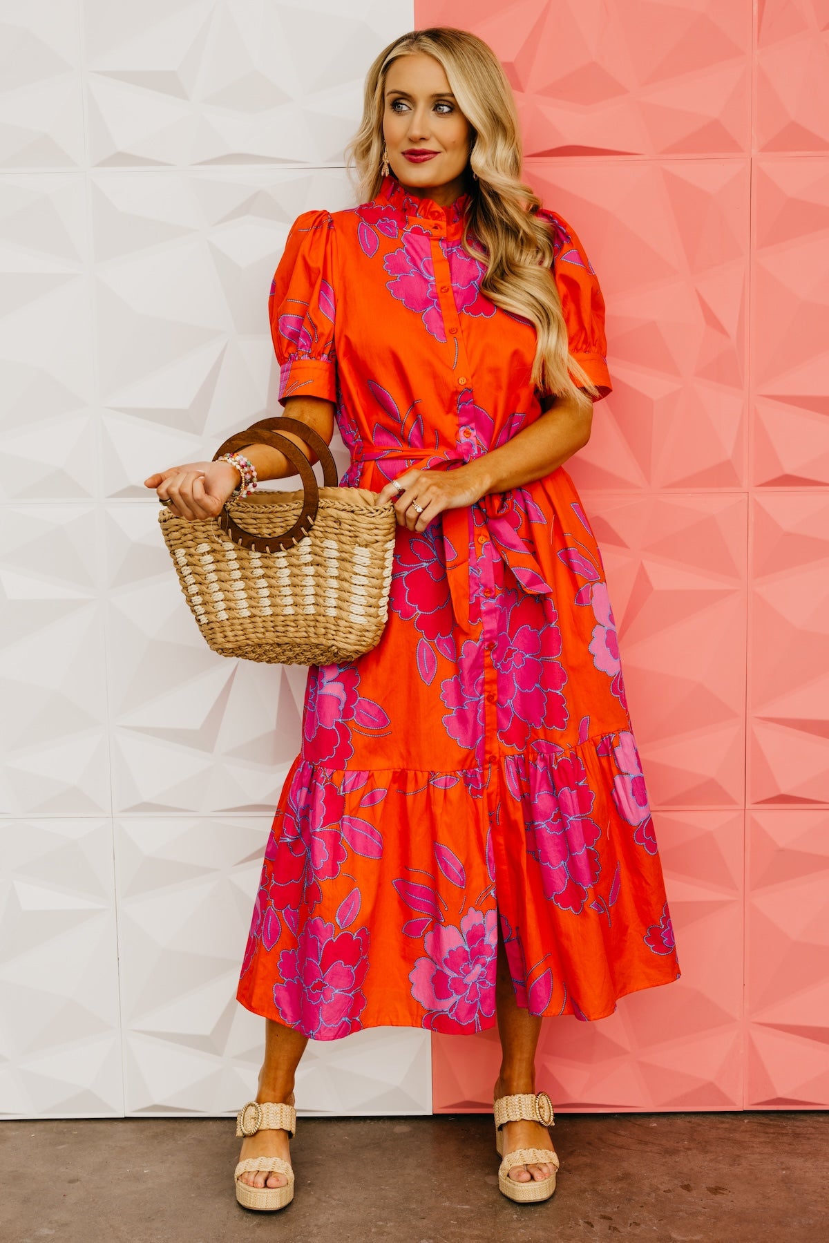 The Thiago Floral Button Up Midi Dress
