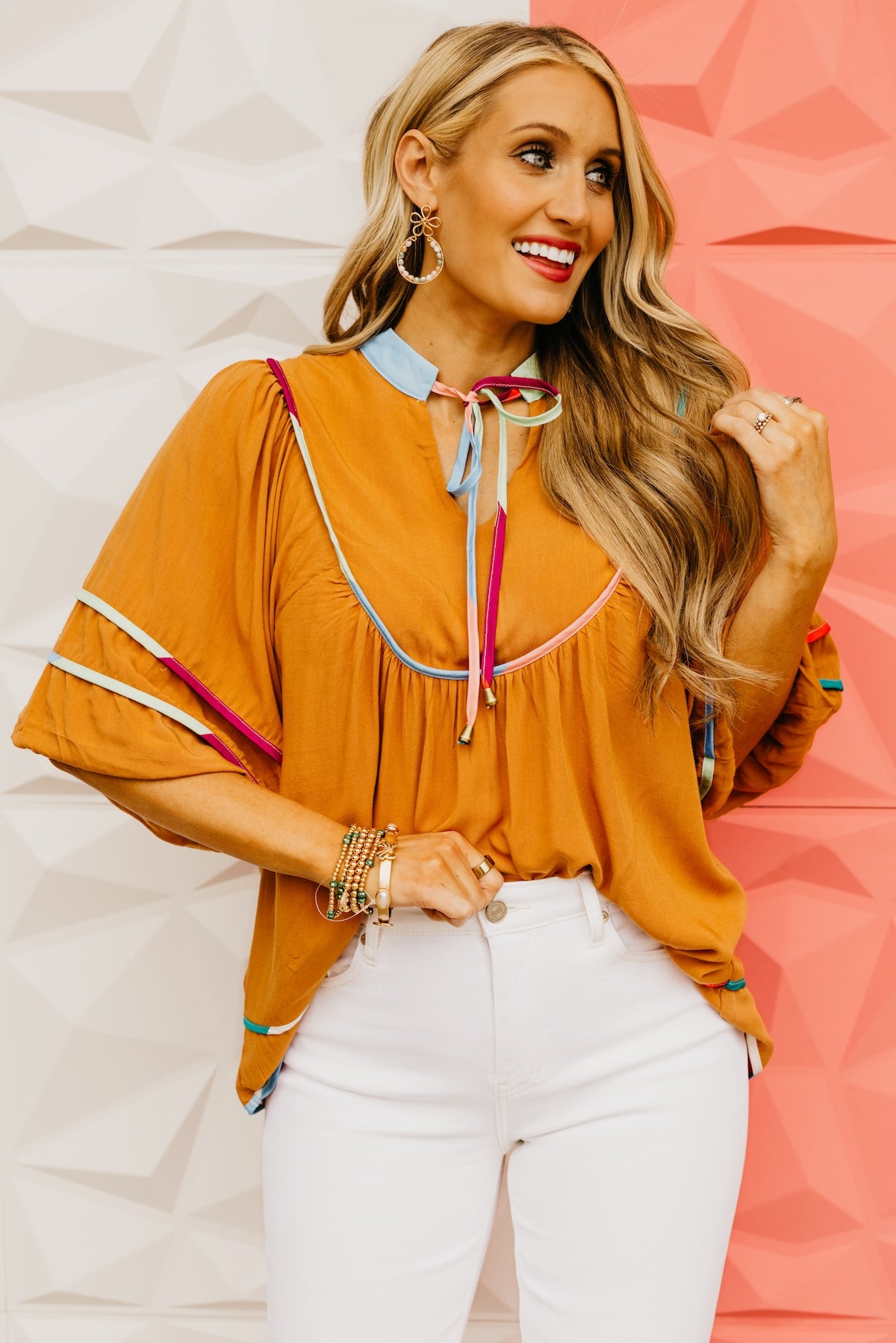 The Seth Rainbow Trim Knit Blouse