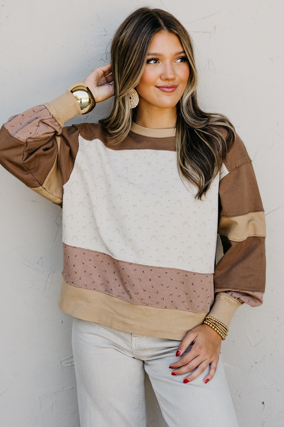 The Susie Block Bow/Floral Pullover Sweatshirt