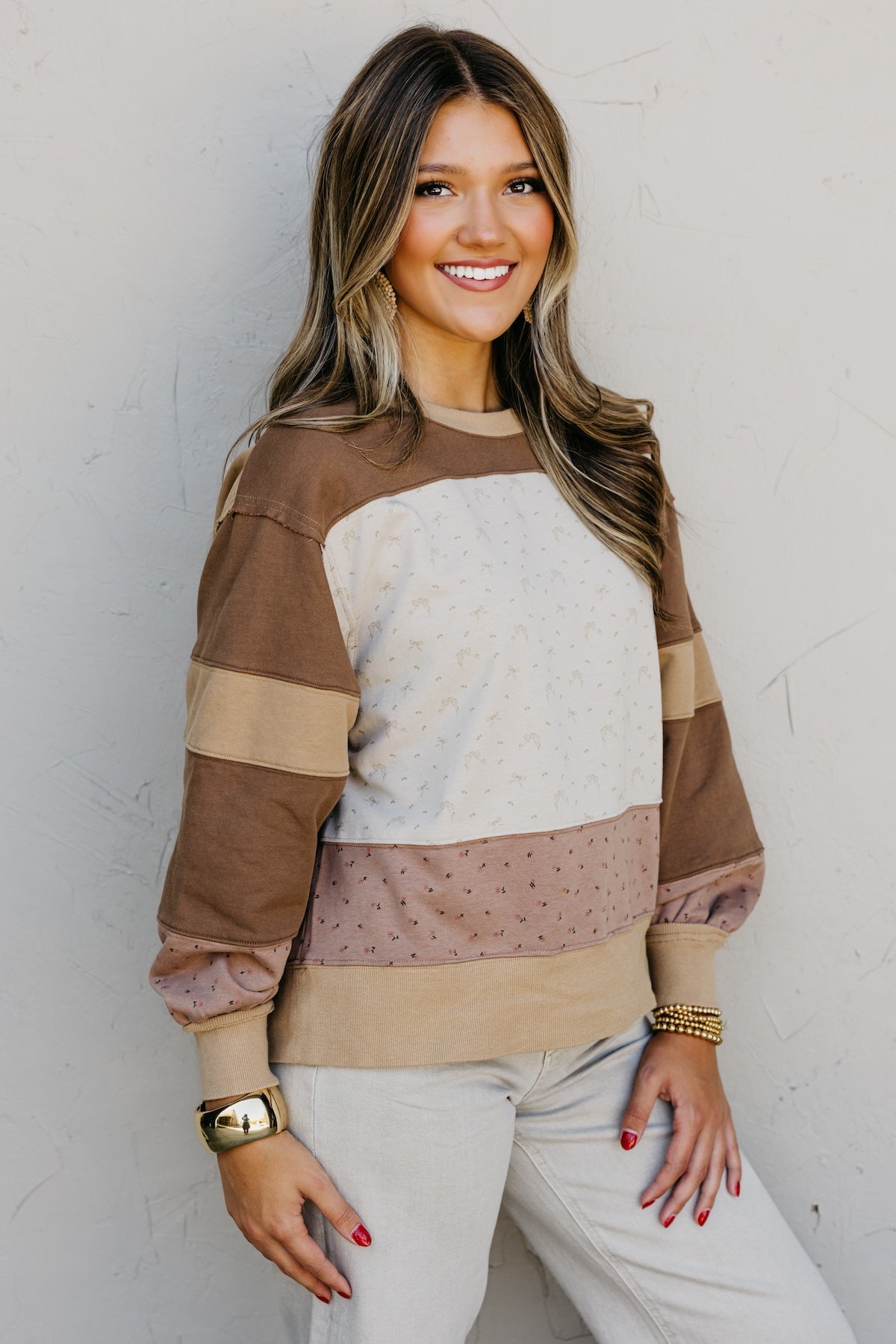 The Susie Block Bow/Floral Pullover Sweatshirt