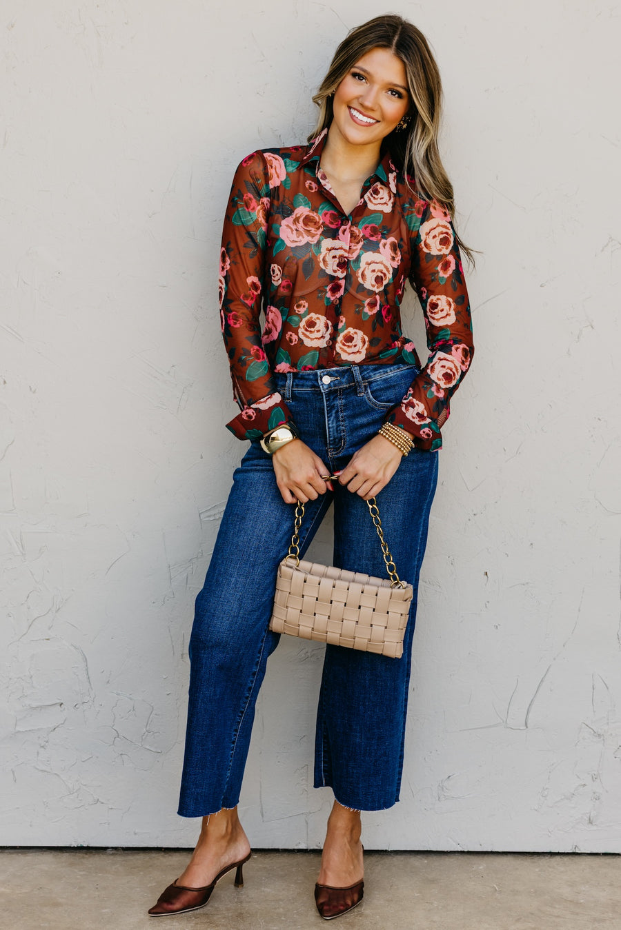 The Vivvie Sheer Button Down Top