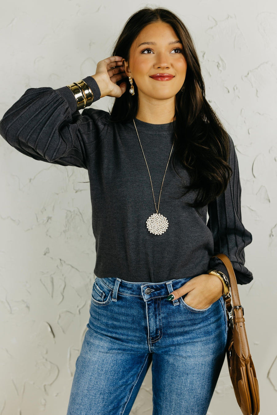 The Aleesia Pleated Puff Sleeve Sweater