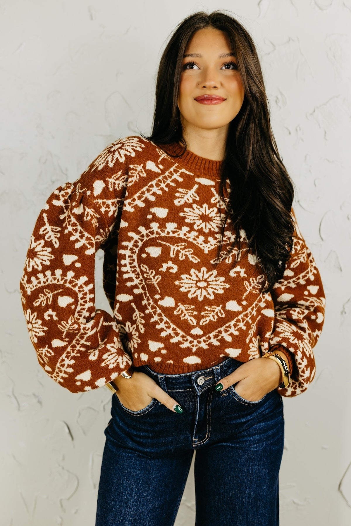 The Odin Floral Puff Sleeve Sweater