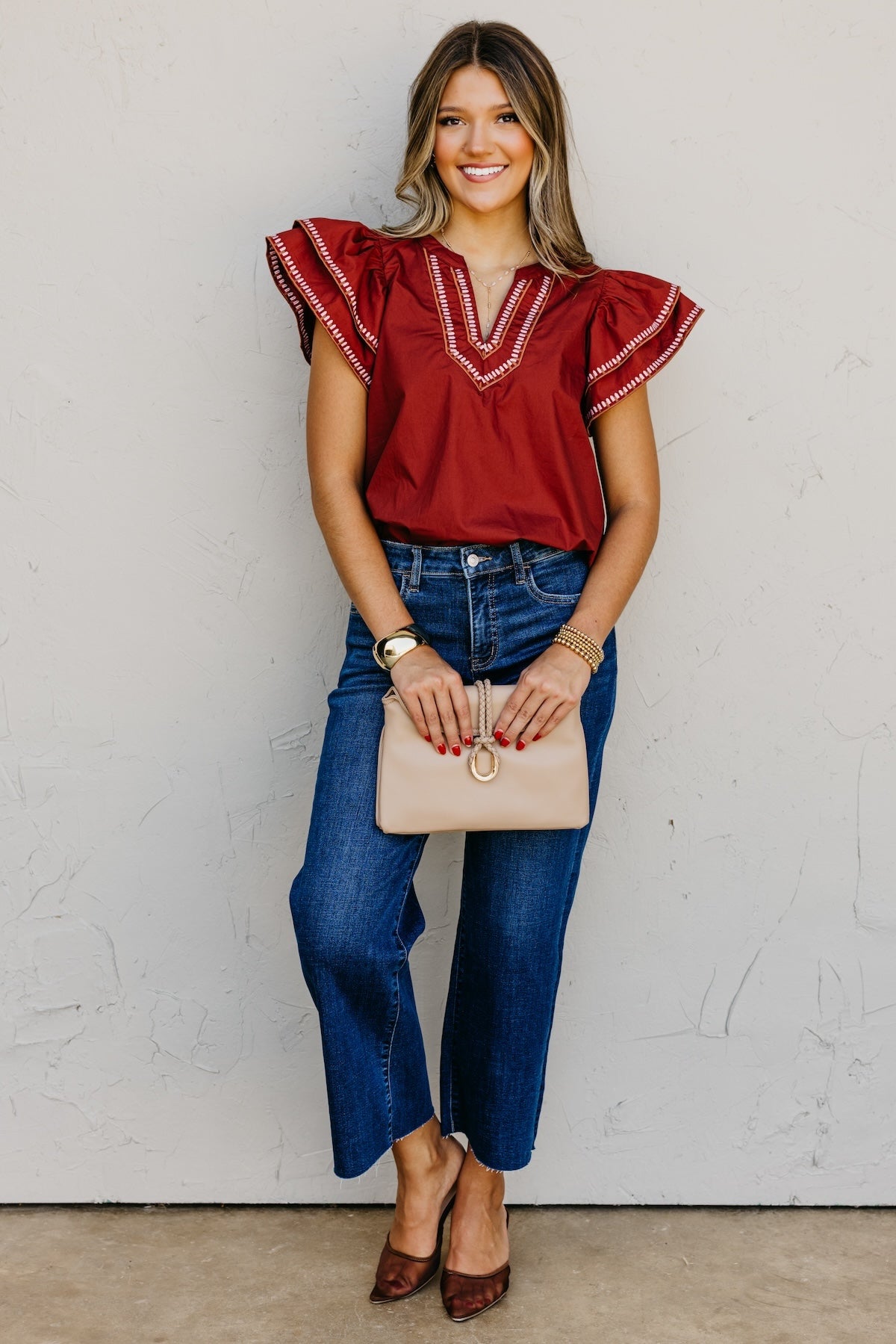 The Alysia Embroidered Woven Top