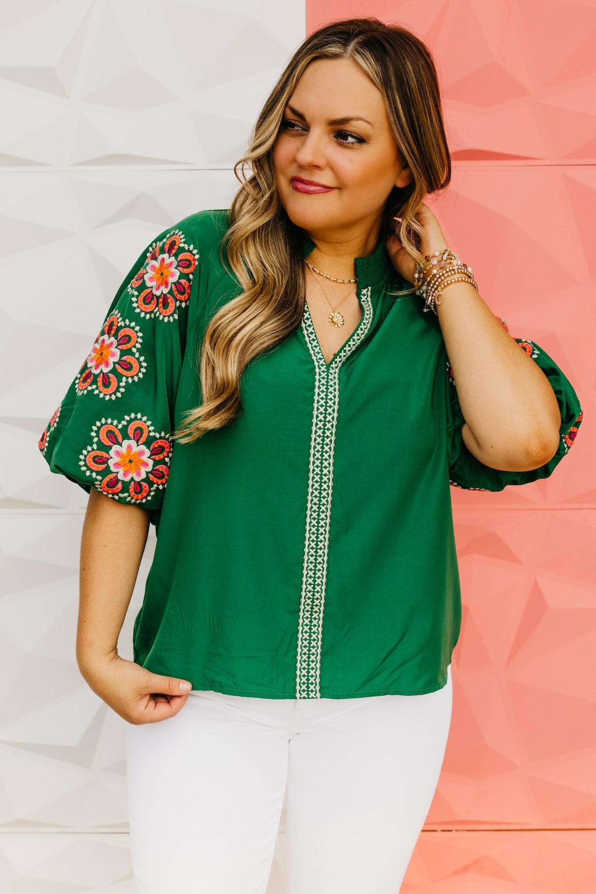 The Trey Embroidered Puff Sleeve Top
