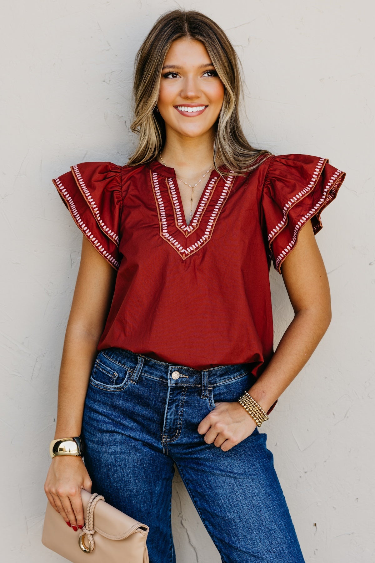The Alysia Embroidered Woven Top