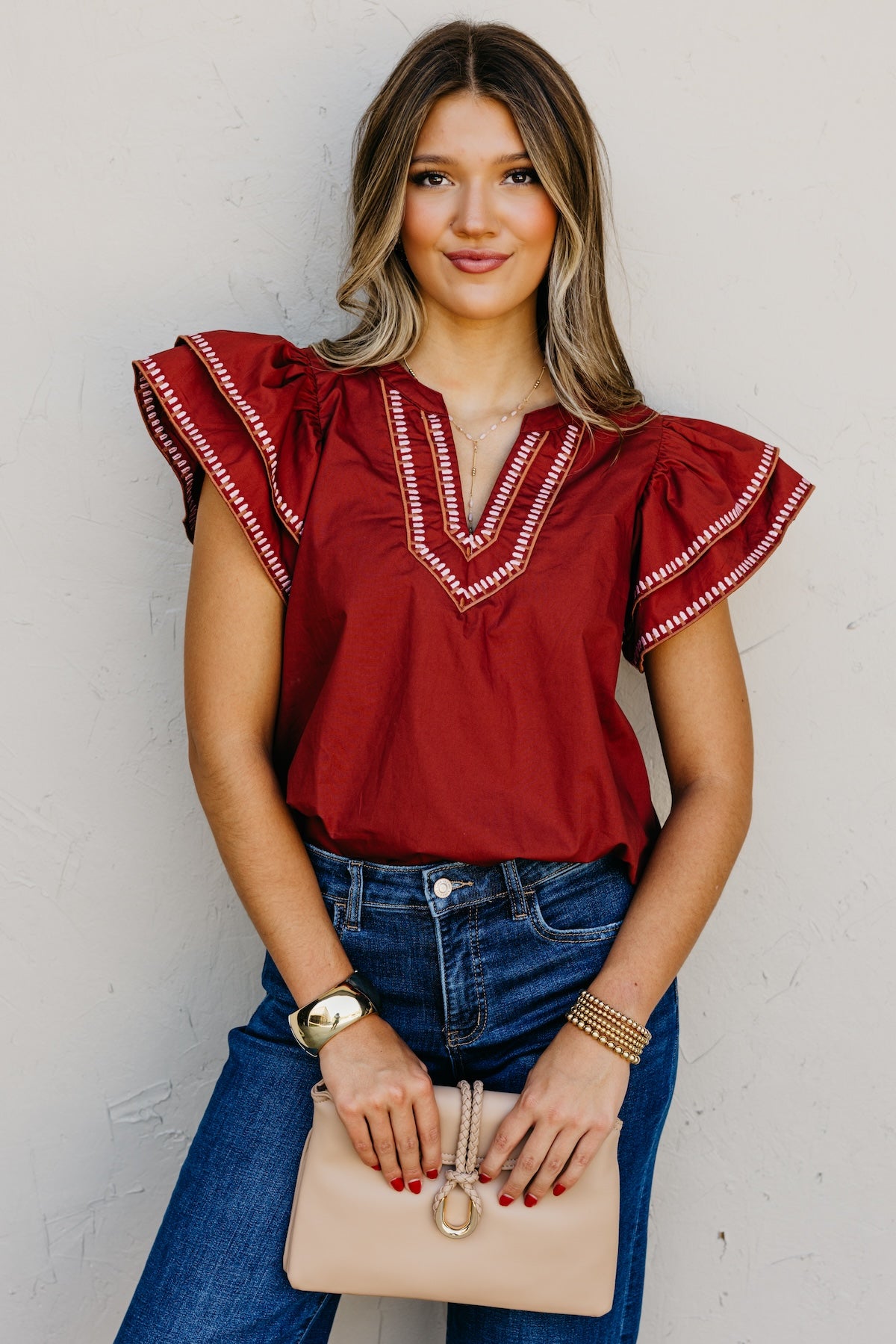 The Alysia Embroidered Woven Top