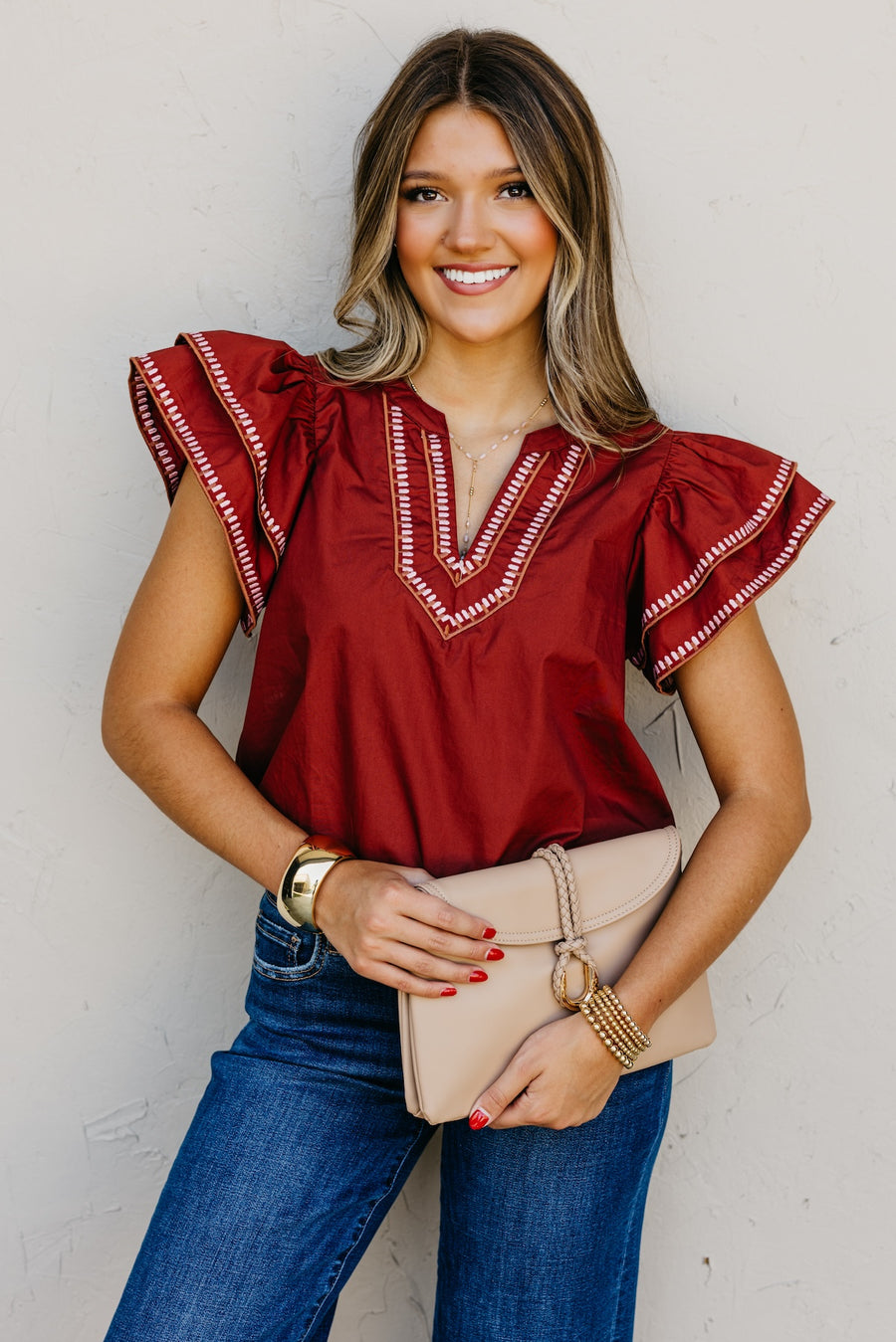 The Alysia Embroidered Woven Top