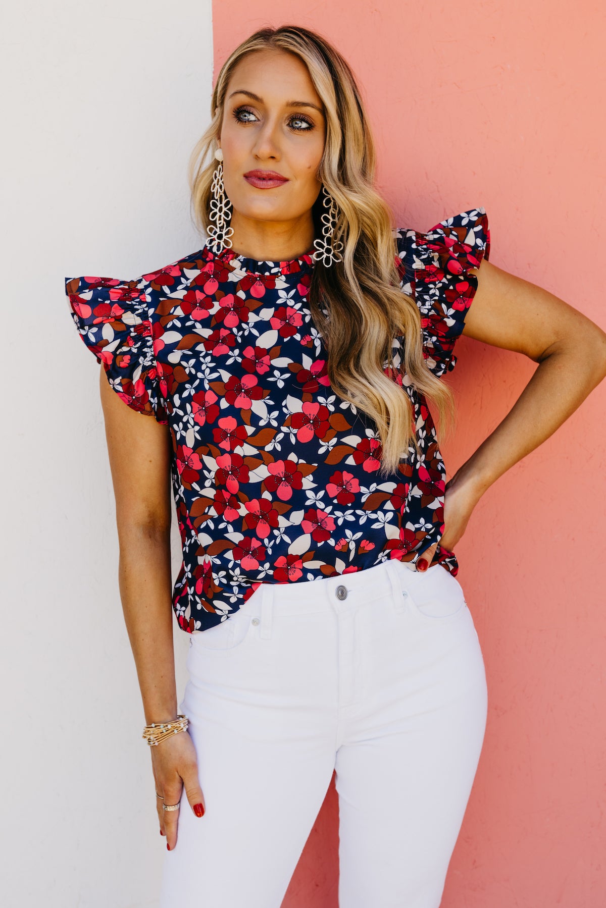 The Sylvia Floral Ruffle Trim Blouse