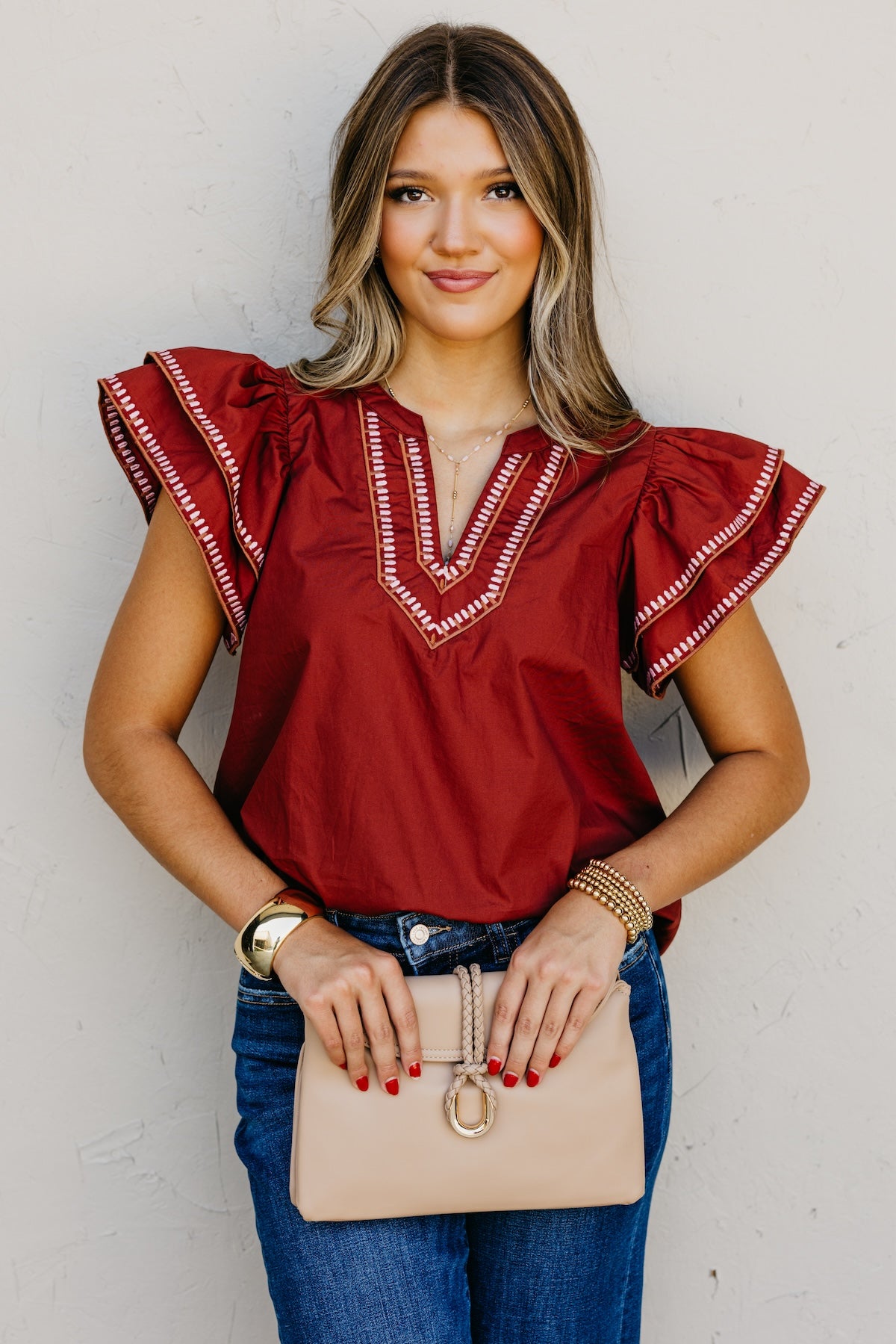 The Alysia Embroidered Woven Top