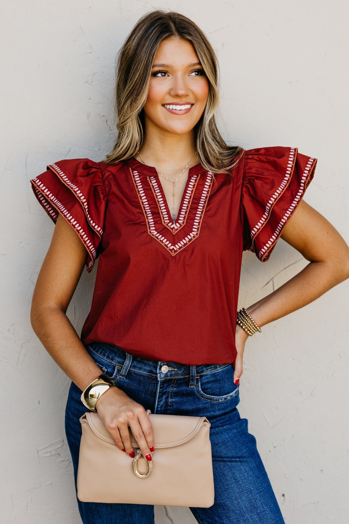 The Alysia Embroidered Woven Top