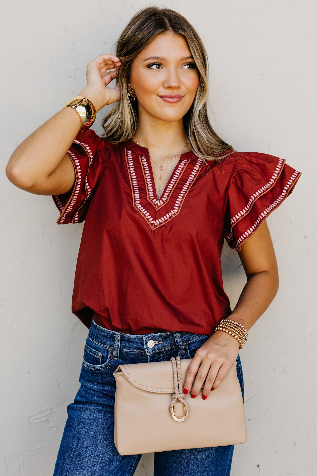 The Alysia Embroidered Woven Top