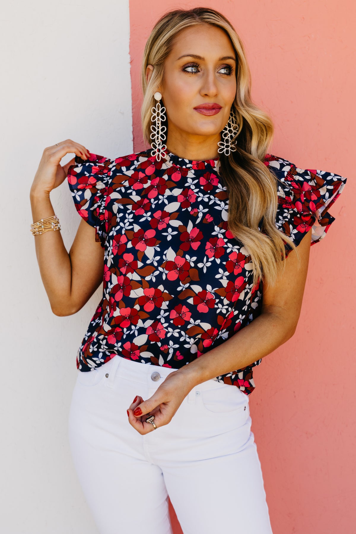 The Sylvia Floral Ruffle Trim Blouse