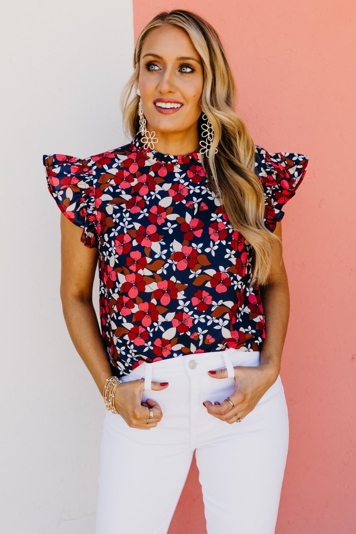 The Sylvia Floral Ruffle Trim Blouse