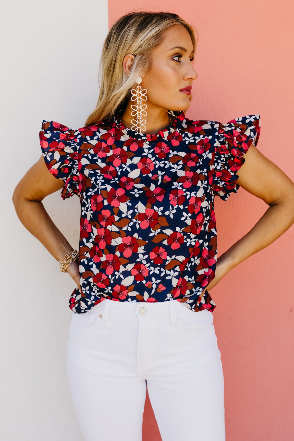 The Sylvia Floral Ruffle Trim Blouse