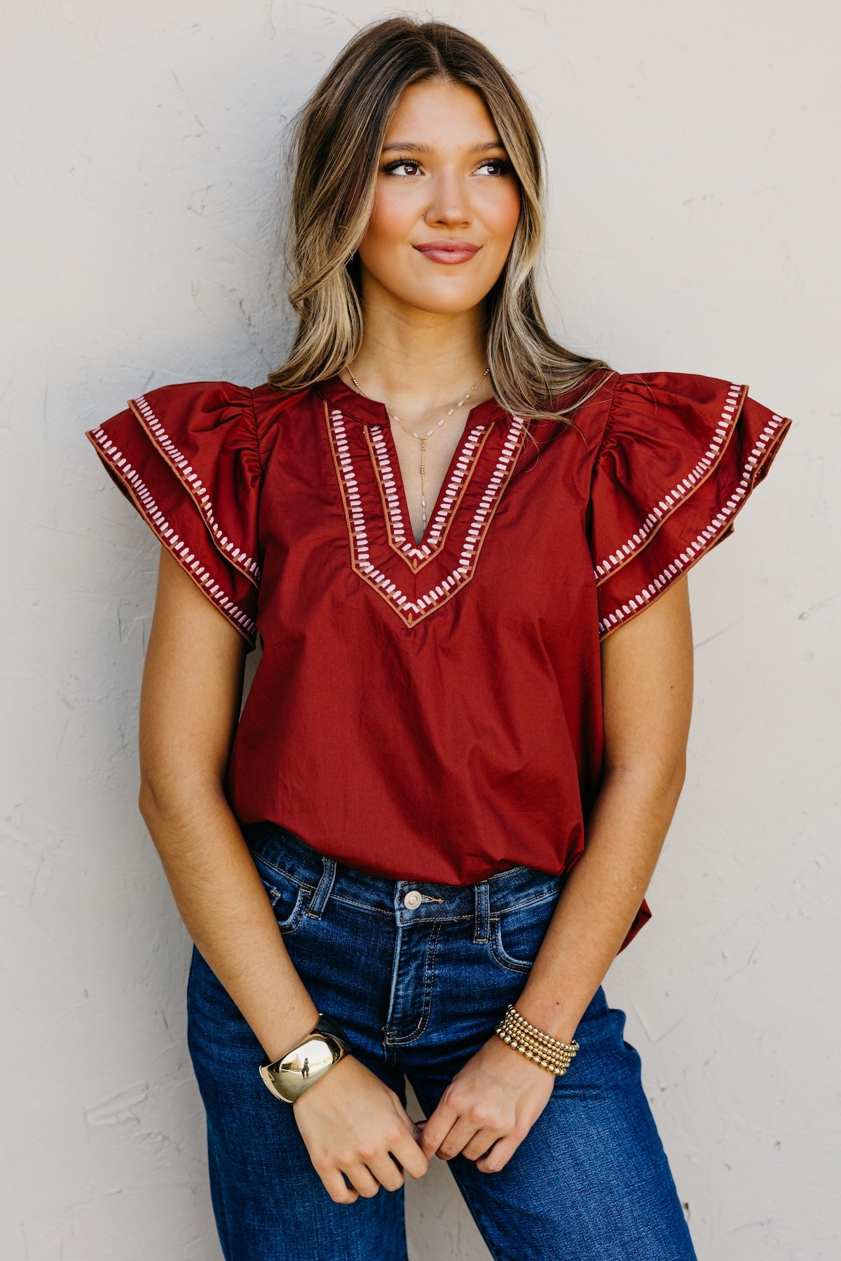 The Alysia Embroidered Woven Top