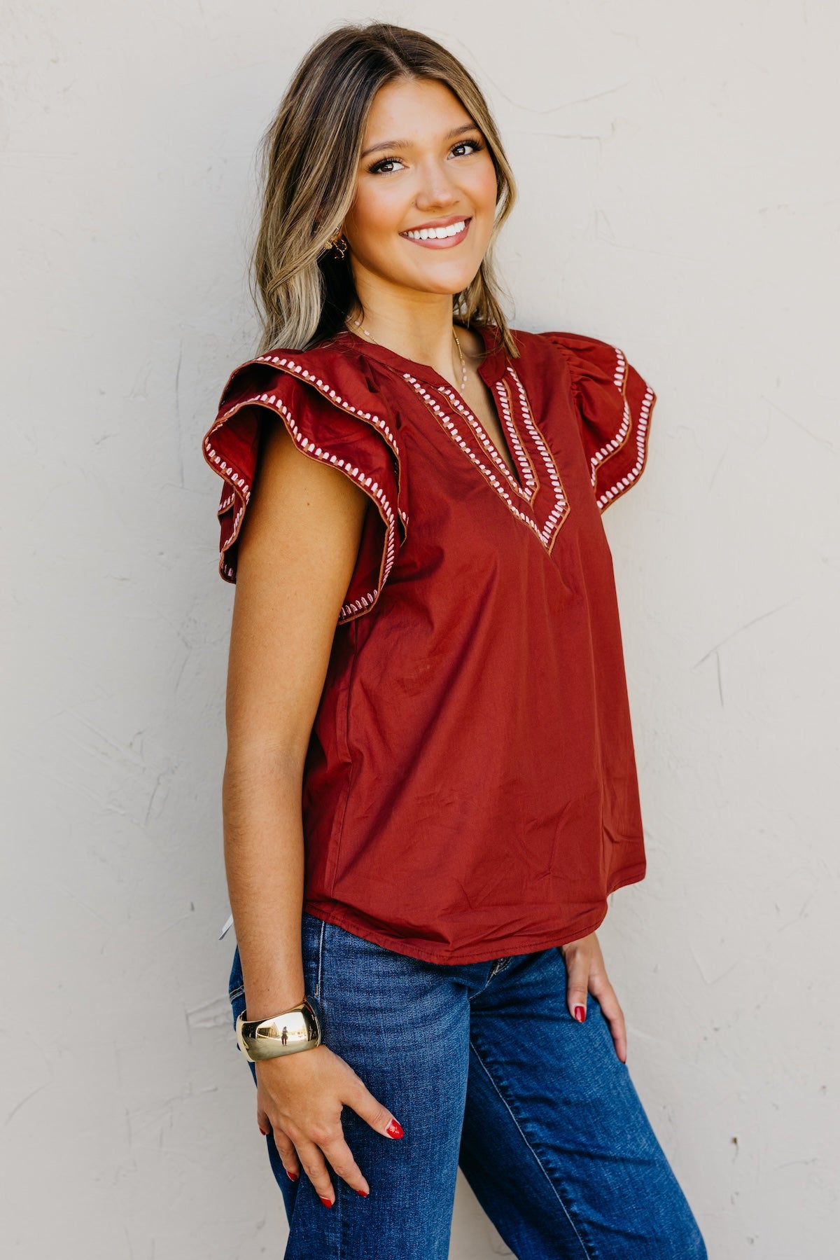The Alysia Embroidered Woven Top