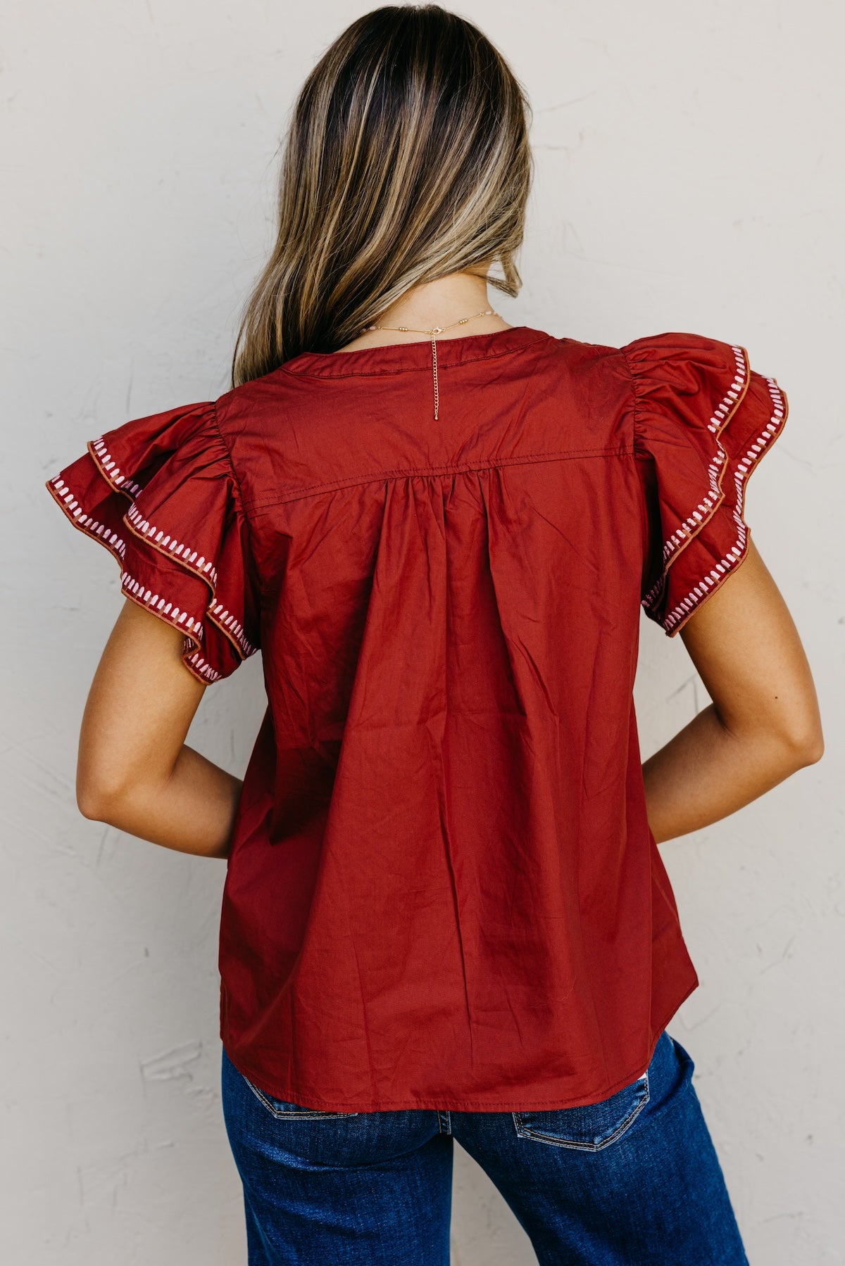 The Alysia Embroidered Woven Top