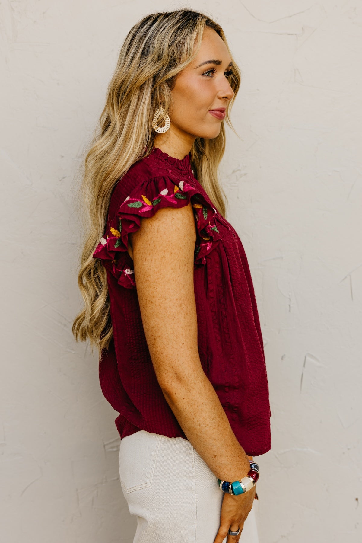 The Zayla Embroidered Flutter Top