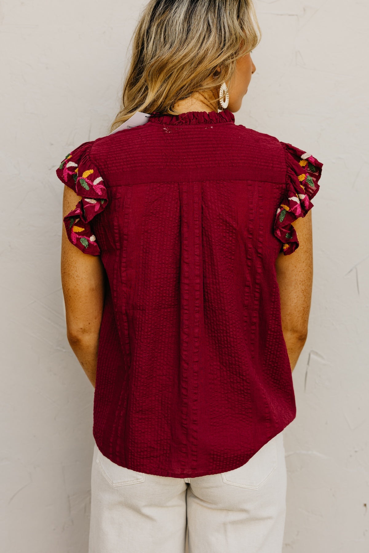 The Zayla Embroidered Flutter Top