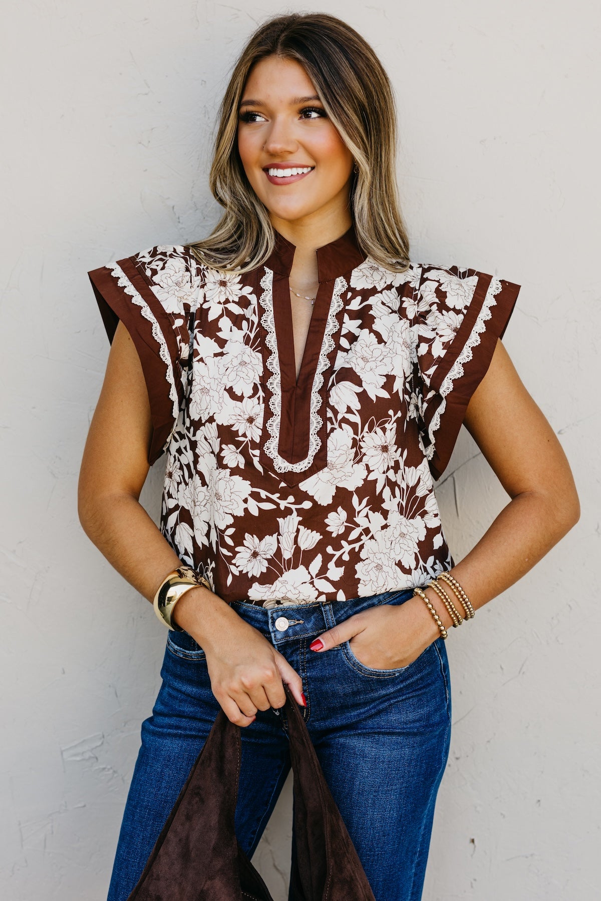 The Raylen Floral Woven Top
