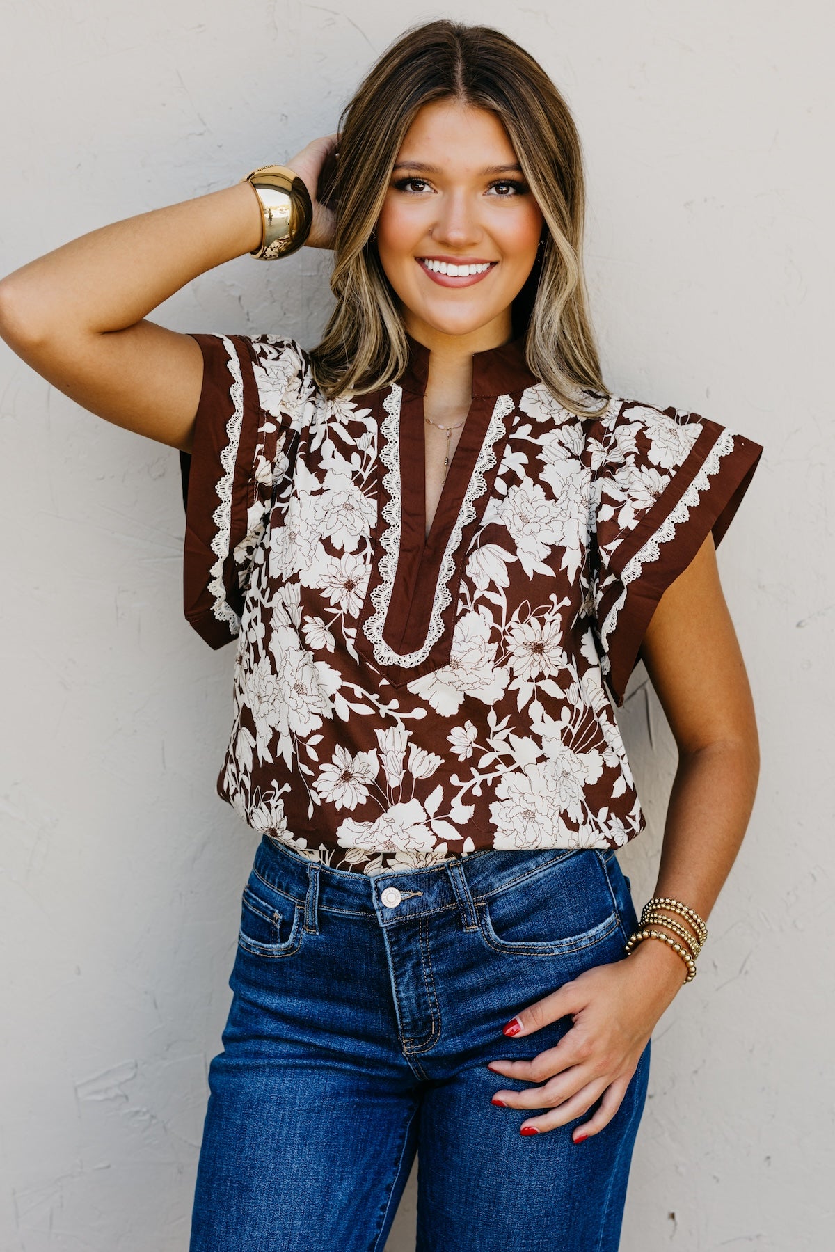 The Raylen Floral Woven Top
