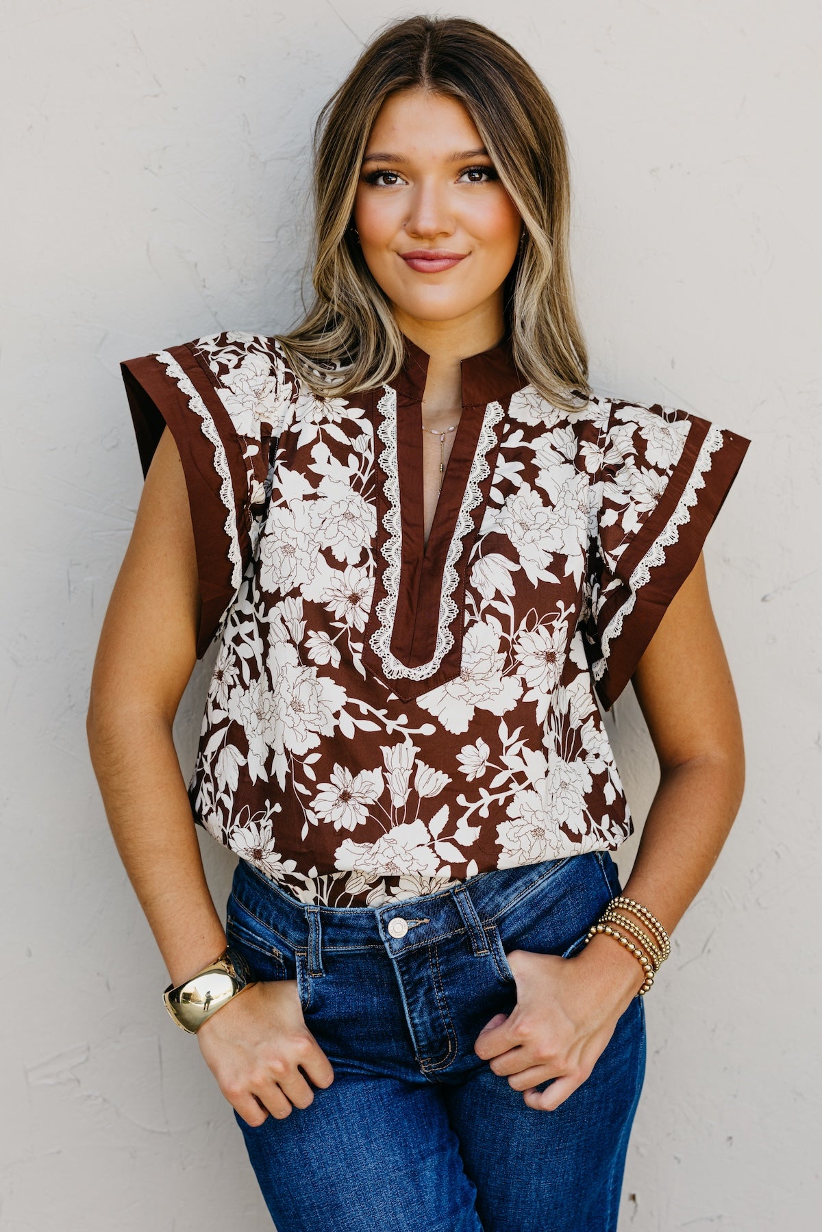 The Raylen Floral Woven Top