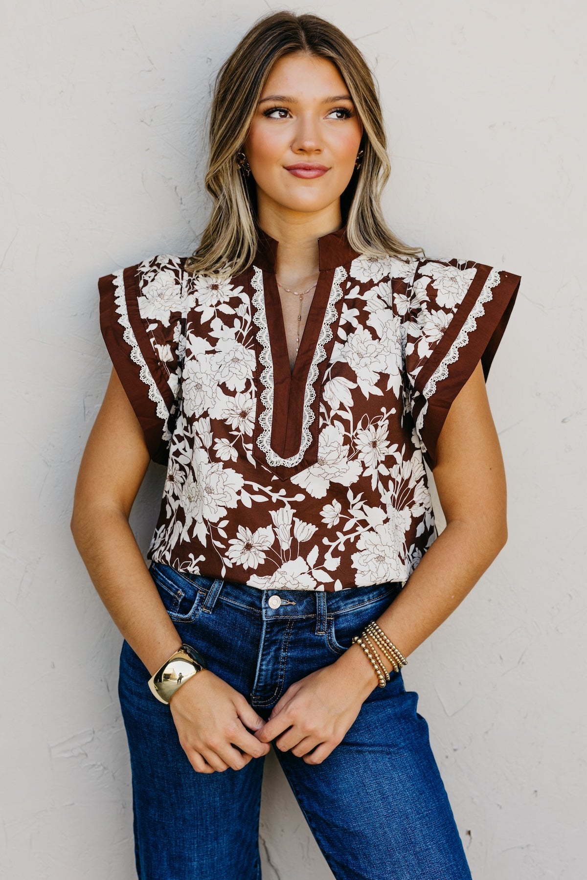 The Raylen Floral Woven Top